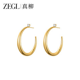 ZEGL法式素圈耳环方圆脸C形气质耳钉女简约大气百搭爆款耳圈耳饰