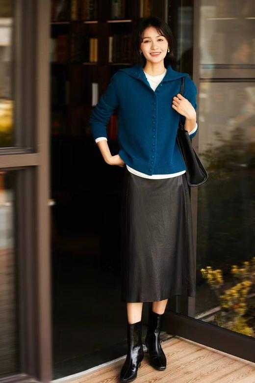 F010703冬季新款松软羊毛可立领可翻领纽扣针织开衫毛衣 商品图6