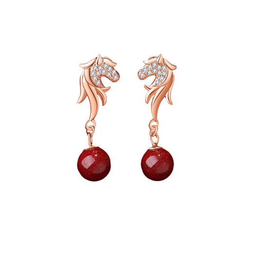 【好运加马】纯银朱砂生肖马年独角兽耳饰【JHY-E001206M】 商品图4