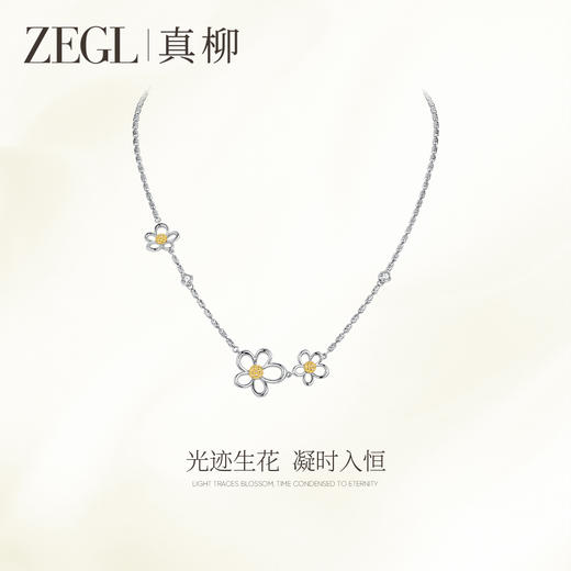 ZEGL花漫系列花朵项链女款高级感轻奢小众锁骨链秋冬银色颈链配饰 商品图1