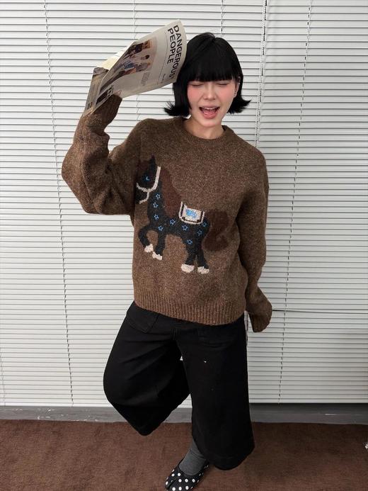 马年限定本命红  羊毛小马打底套头毛衣 商品图6