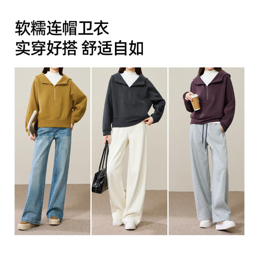 【薄绒加厚-连帽卫衣】逸阳冬新款宽松保暖短款小个子套头上衣5374 商品图5