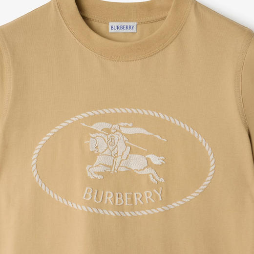 BURBERRY 巴宝莉 女士马术骑士印章刺绣棉质圆领短袖T恤 卡其色 8110926 B8626 商品图1