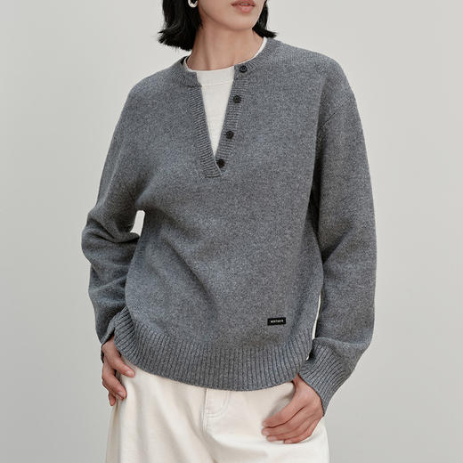 NEELLY纳俪商场同款冬季新款休闲假两件羊毛针织衫女舒适通勤上衣N25111A01101 商品图2