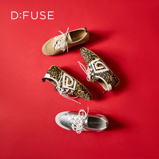Dfuse迪芙斯2026春季新款豹纹马毛真皮薄底轻便德训鞋豆豆鞋DFE1112086 商品图1