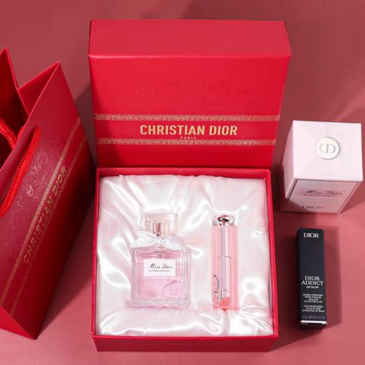 【特惠】Dior迪奥花漾甜心小姐香水50ml变色唇膏礼盒 花果淡香女士持久清新留香礼盒 商品图0