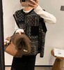 F010710慵懒复古感大地色系拼色针织无袖马甲女 商品缩略图7