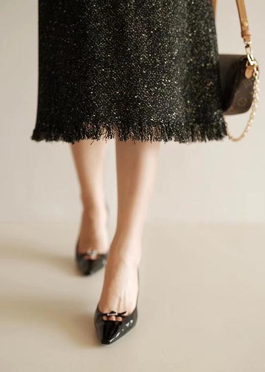 F010701小香风肌理金葱暗闪斜裁显瘦小鱼尾流苏半身裙 商品图8