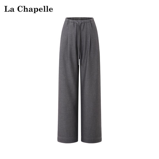 天猫同步【极简纸片人】拉夏贝尔/La Chapelle高腰系带直筒休闲裤含绵羊毛高品质垂坠松弛有型显瘦西裤 商品图1