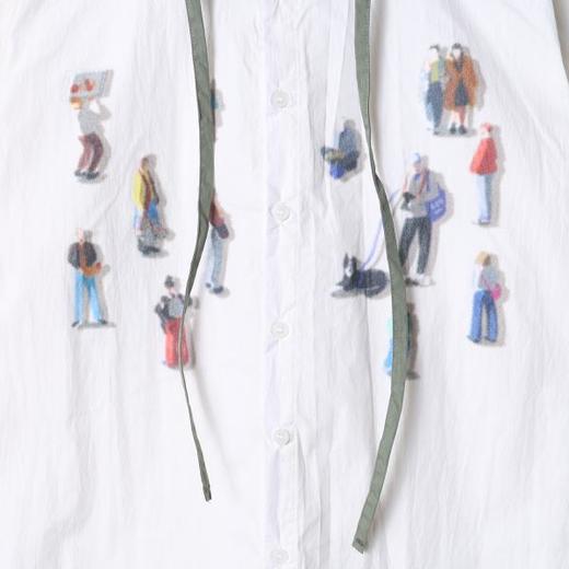 SS31227SDSA男士秋冬新款痞帅男装美式撞色人物印花连帽衬衫百搭宽松衬衣 商品图3