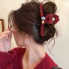 【YW】无忧购【鸿运当“红”】暖冬新年红色毛绒珍珠抓夹女大号鲨鱼夹发抓高级感发夹头饰（39/3件）6241-29（截单后3-5天发货） 商品缩略图3
