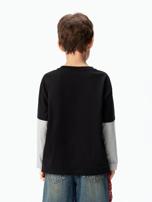 【春上新】8楼摩安珂儿童little MO&Co.26年春季新款100%棉男女同款5A针织抗菌拼接长袖T恤KBF1TEE20【吊牌价： 329元 ，活动价：296元】 商品图7