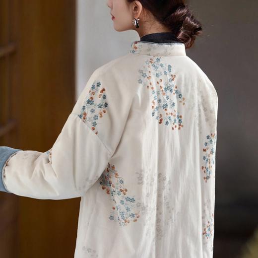 【新年穿新衣！一件顶两件！】佐姿莎 新中式国风水墨花卉纯棉棉服/马甲 双面穿+五色国风；柔软舒适，锁温透气，蓬松软乎不压身；盘扣+珍珠扣双扣设计；定染中式水墨印花 温柔雅致 商品图14