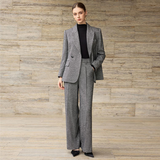 IWY/高级感灰色人字纹西装套装女秋冬羊毛职业装商务通勤两件套WCP369 商品图1
