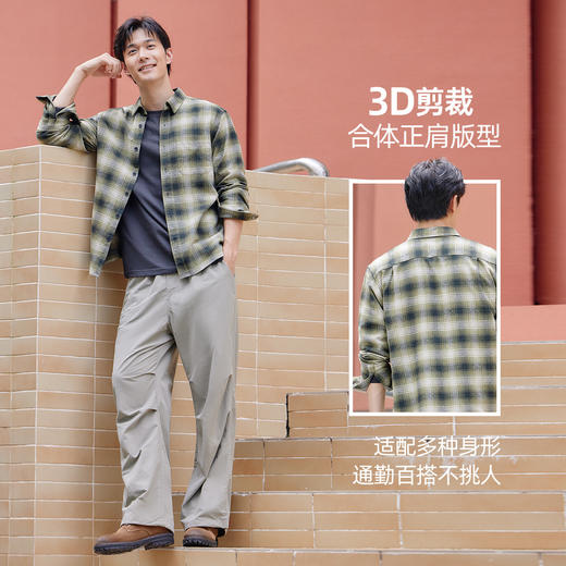 马恩MAXNEW男装2025秋季衬衫外套男纯棉法兰绒复古格子衫衬衣长袖 商品图1