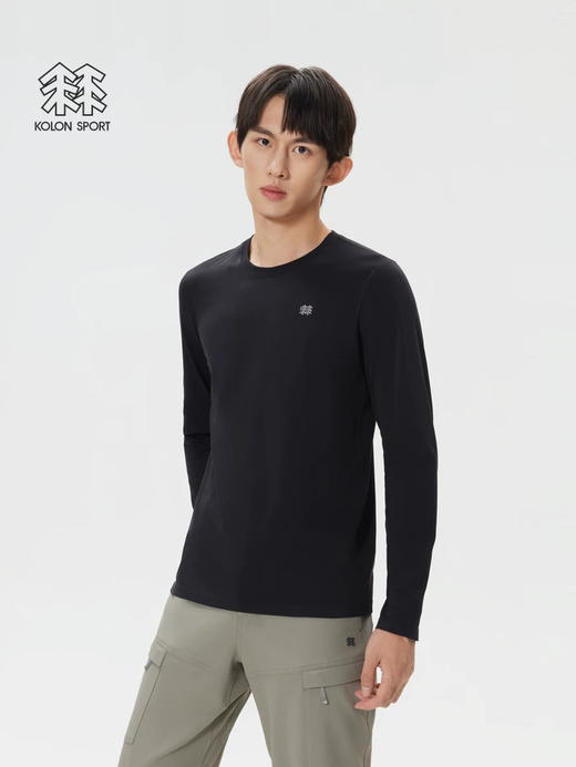 原单正品 KL可隆男款2色抓绒圆领长袖T恤，颜色：黑色 浅灰色
尺码：M L XL 2XL 商品图1