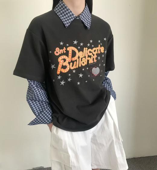 老米优品🎈3-5天。潮牌同款！《霓虹星芒字母印花 加厚磨毛短袖tee》可叠搭，宽松慵懒，复古范~ T260107A 商品图2