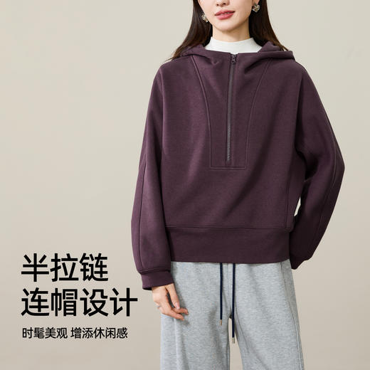 【薄绒加厚-连帽卫衣】逸阳冬新款宽松保暖短款小个子套头上衣5374 商品图2