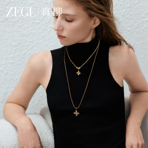 ZEGL幸运光迹系列金色幸运四叶草项链女轻奢高级感叠戴毛衣链秋冬 商品图0