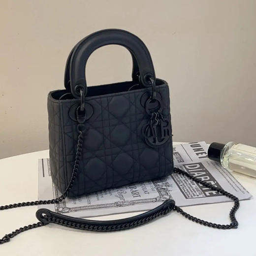 Dior 三格 磨砂黑 牛皮 戴妃包 商品图1