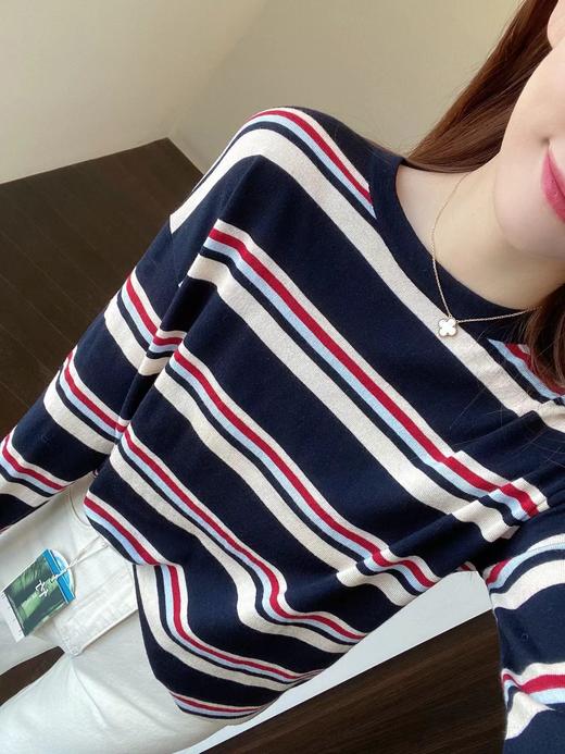 F010749韩系减龄羊毛柔软慵懒条纹针织衫女毛衣秋冬款 商品图7