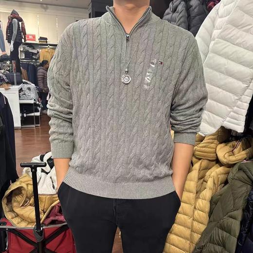 F010772秋冬男装绞花肌理半拉链立领全棉针织衫毛衣 商品图9
