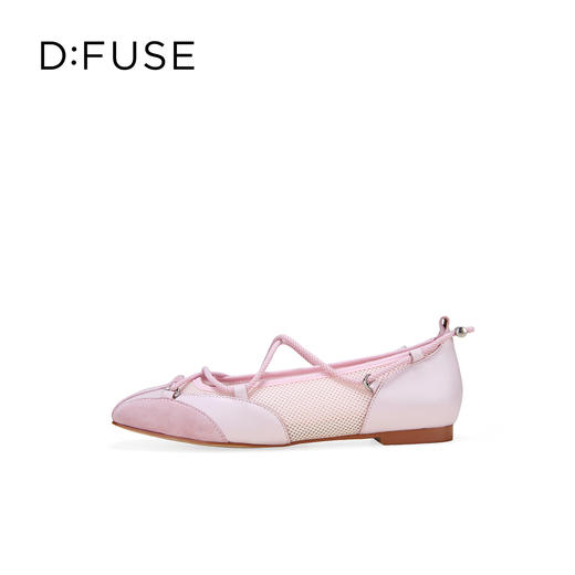Dfuse迪芙斯2026春季新款方头羊皮网布拼接交叉绑带芭蕾舞鞋玛丽珍单鞋DFE1111090 商品图10