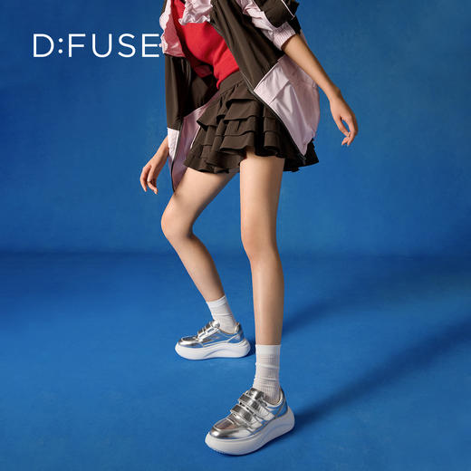 Dfuse迪芙斯2026春季新款轻便厚底增高魔术贴松糕鞋休闲鞋运动板鞋DFE1112126 商品图2