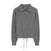 NEELLY纳俪商场同款冬新款休闲翻领半拉链针织衫女高级感灰色上衣N25112A01121 商品缩略图3