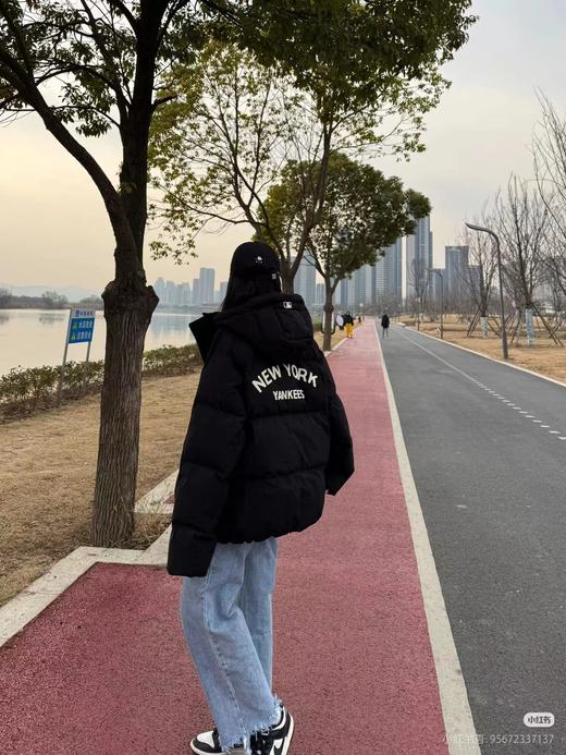 F010765纽约限定张凌赫同款毛巾刺绣小标连帽长款羽绒服 商品图8