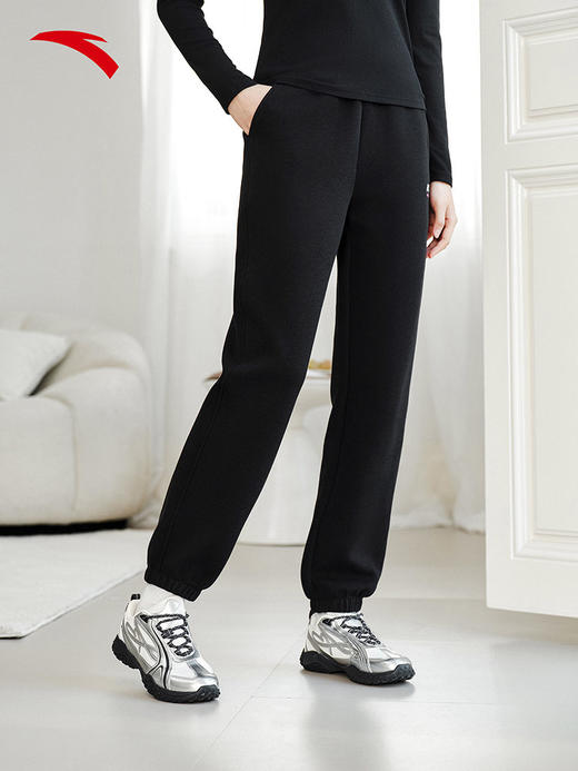 安踏易打理卫裤丨针织运动长裤女新款宽松休闲束脚裤子162618316S 商品图3