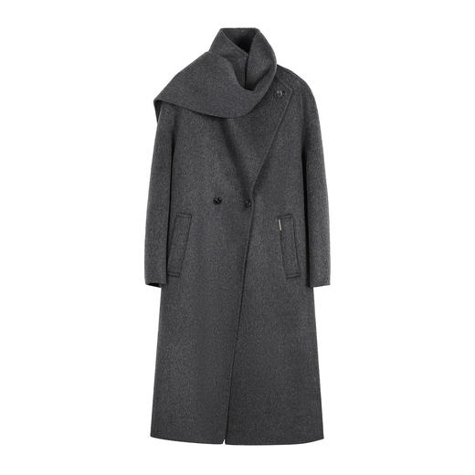 NEELLY纳俪商场同款冬季新款时尚宽松围巾毛呢大衣女宽领羊毛外套N25113N01150 商品图3