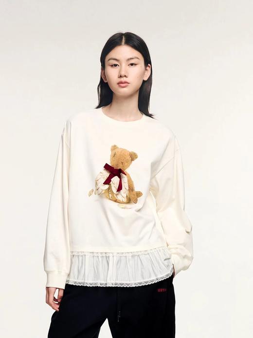 F010743新款「伤心小熊」可脱卸蝴蝶结拼接下摆长袖T恤 商品图6