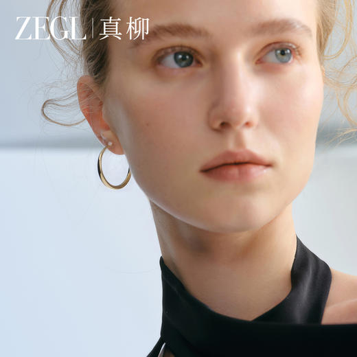 ZEGL法式素圈耳环方圆脸C形气质耳钉女简约大气百搭爆款耳圈耳饰 商品图4