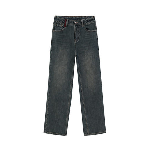 NEELLY纳俪商场同款冬新款复古做旧直筒长裤女小个子休闲牛仔裤N25114H04565 商品图3