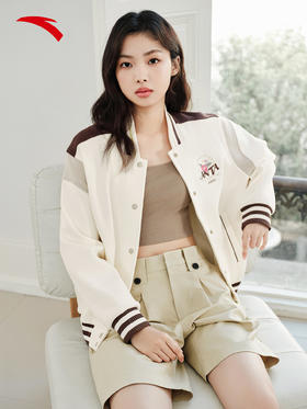 安踏美式复古棒球服夹克女士冬季新款宽松休闲外套上衣162618714S