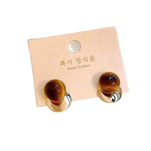 【YW】无忧购【鸿运当“红”】秋冬美拉德高级感琥珀流光耳环女复古气质耳环轻奢高级感时尚百搭耳饰（39/5件）2930-20（截单后3-5天发货） 商品图3