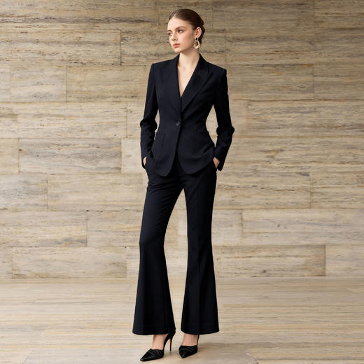 IWY/高级感藏蓝色西装套装女商务风气质通勤职业装微喇裤两件套WCP377 商品图0