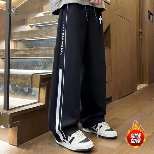 F010776新款两色高品质串标相拼加绒加厚休闲运动长裤 商品图3