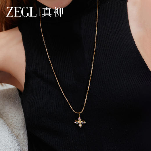 ZEGL幸运光迹系列金色幸运四叶草项链女轻奢高级感叠戴毛衣链秋冬 商品图4
