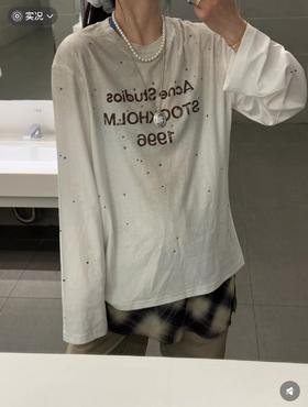 F010718新款抹布系列 破坏复古做旧麻棉长袖T男女同款