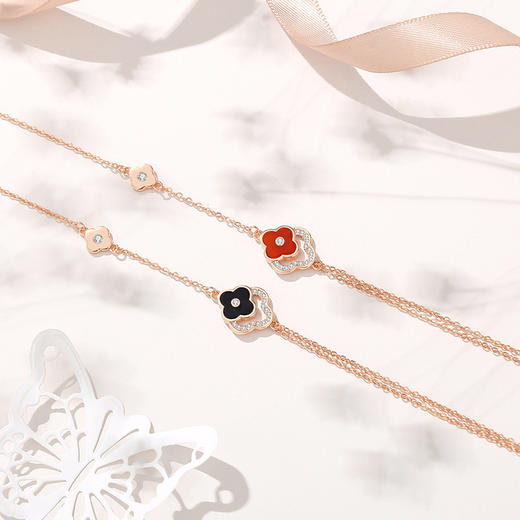 【双倍幸运】925纯银双层四叶草手链【JHY-A000829M-B】 商品图1