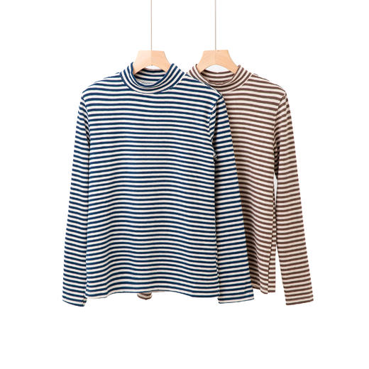 双面绒条纹打底衫 商品图2