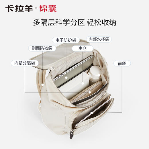 【通勤旅行防盗】卡拉羊X锦囊洛可可云朵防盗女士电脑双肩包CN5509/L 商品图6