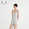 裸感睡眠Bra-in』桑罗纯色蕾丝吊带短裤睡衣套装亲肤透气女家居服 商品缩略图3