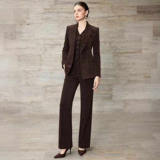 IWY/勃艮第红色双排扣西装套装女秋冬收腰显瘦职业装高级感商务通勤三件套WCPV379 商品图3