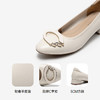 千百度轻奢羊皮C扣粗中跟鞋女2026春季新款通勤裸色晚晚浅口单鞋A26180367 商品缩略图3