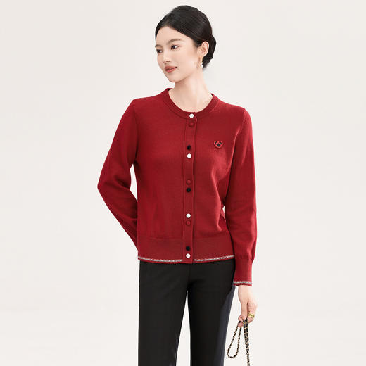 「高货wl」全新升级【铂金会员275/天猫369/差价94】(10739)洛诗琳气质纯羊毛开衫2026春季新款彩色纽扣针织外套女 商品图2