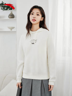 安踏易打理卫衣丨连帽套头衫卫衣女士新款印花休闲帽衫162618715S