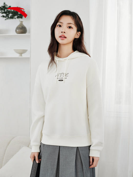 安踏易打理卫衣丨连帽套头衫卫衣女士新款印花休闲帽衫162618715S 商品图0